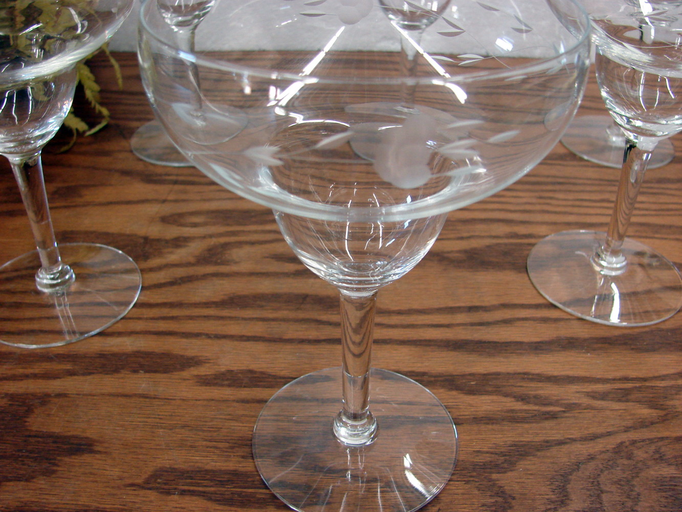 Set/6 Retired Princess House Etched Crystal Glass Heritage Margarita Glasses