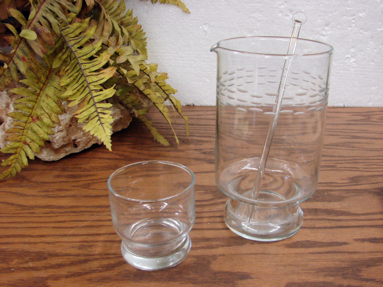 8 pc Vintage Princess House Martini Set #407 Original Box Pitcher 6 Glasses Stir Stick - Image 2