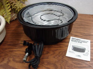 Vintage Black Stoneware Rival Smokeless Indoor Electric Grill #5750 Tested with Instructions