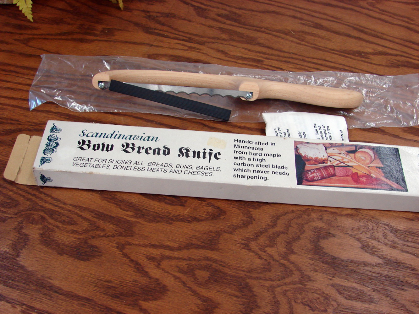 Brand New Scandinavian Maple Wood Fiddle Bow Bread Saw Swedish Cheese Knife 15 1/2" - Image 2
