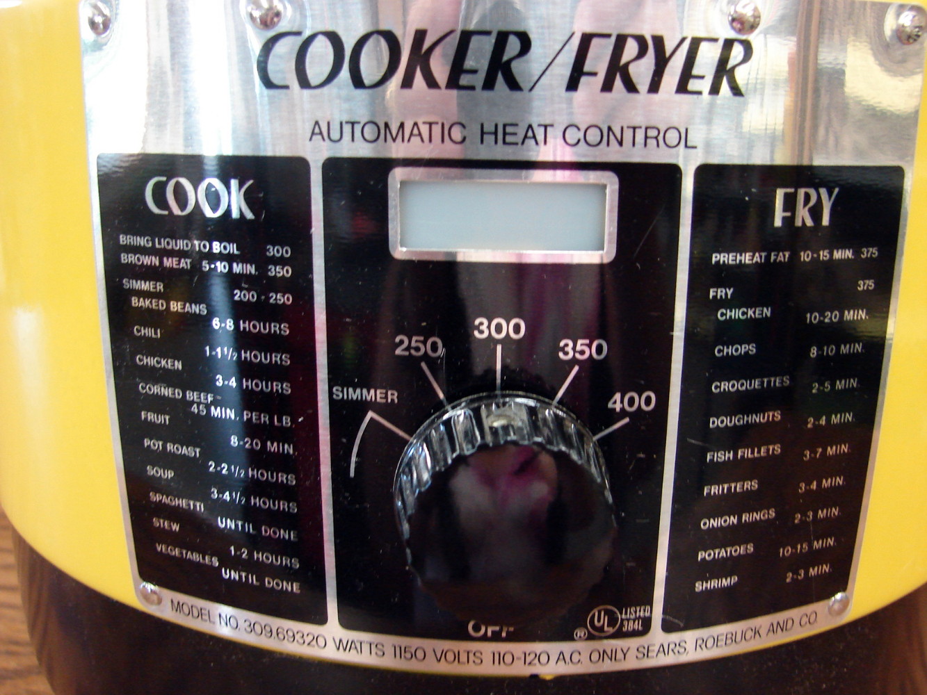Brand New MCM Vintage Sears Cooker Deep Fryer Yellow Chrome 309.69320 - Image 3