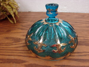 Vintage Turquoise Gold Stelvia Dome Lid Only for Candy Powder Jar Bowl