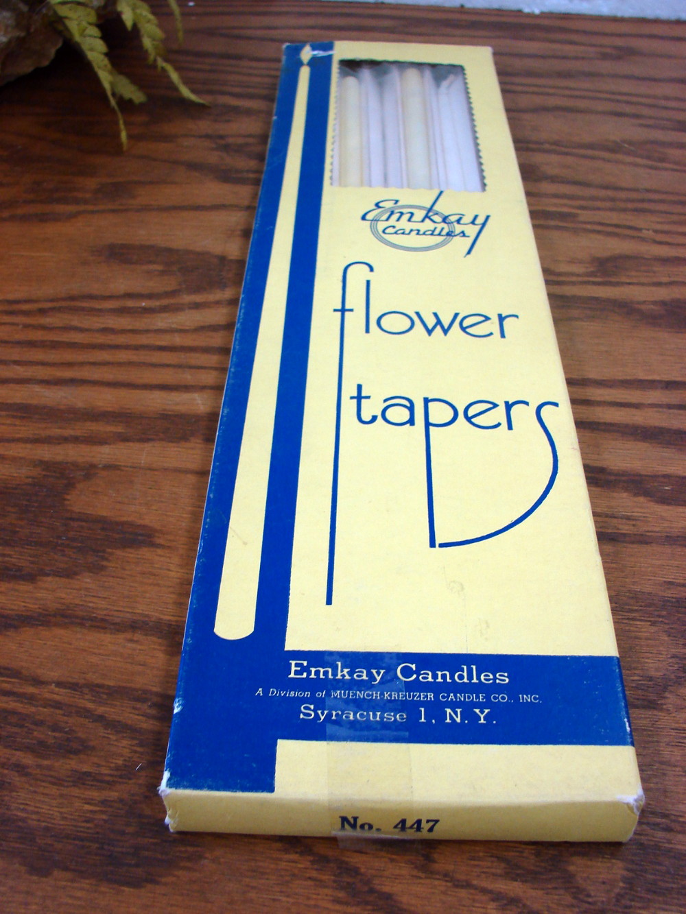 Vintage Emkay Wax Flower Taper Thin Fine Candles in Original Box 15 x 3/8" - Image 2