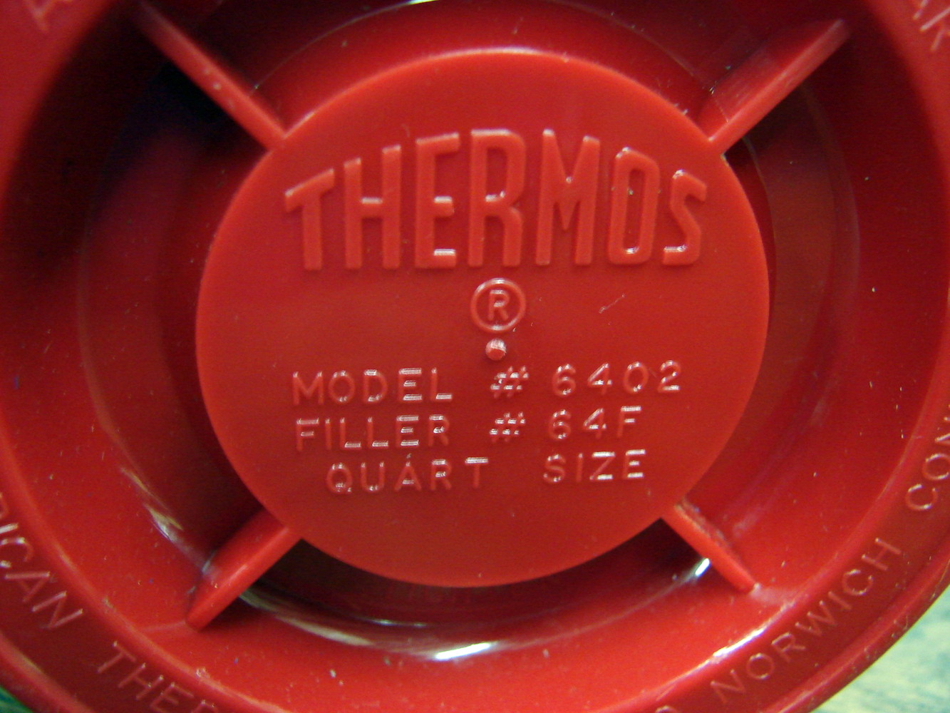Vintage #6402 Wide Mouth Quart Thermos King Seeley w/ Label Tall Red Glass Liner - Image 3
