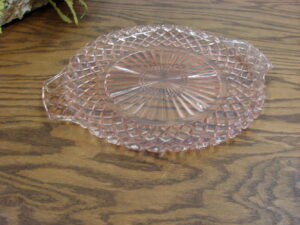Vintage Retro Anchor Hocking Pink Waterford Waffle Cake Serving Platter Plate