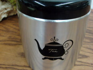 Brand New Vintage MCM West Bend Aluminum Tea Canister w/ Black Accents