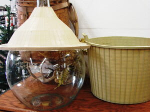 54 Liter Vintage Clear Glass Carboy Demijohn w/ Lid Made in Italy w/ Basket Wine Making