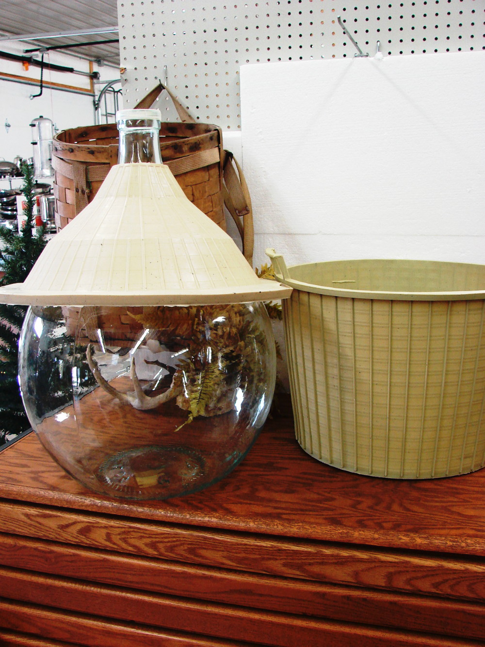 54 Liter Vintage Clear Glass Carboy Demijohn w/ Lid Made in Italy w/ Basket Wine Making