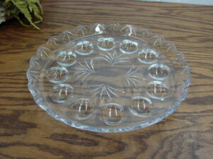 Vintage Fifth Ave Portico Clear Lead Crystal Devil Egg Platter Serving Tray