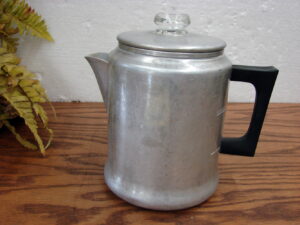 Vintage Coffee Pot Aluminum Percolator Camping 7 Cup Glass Knob