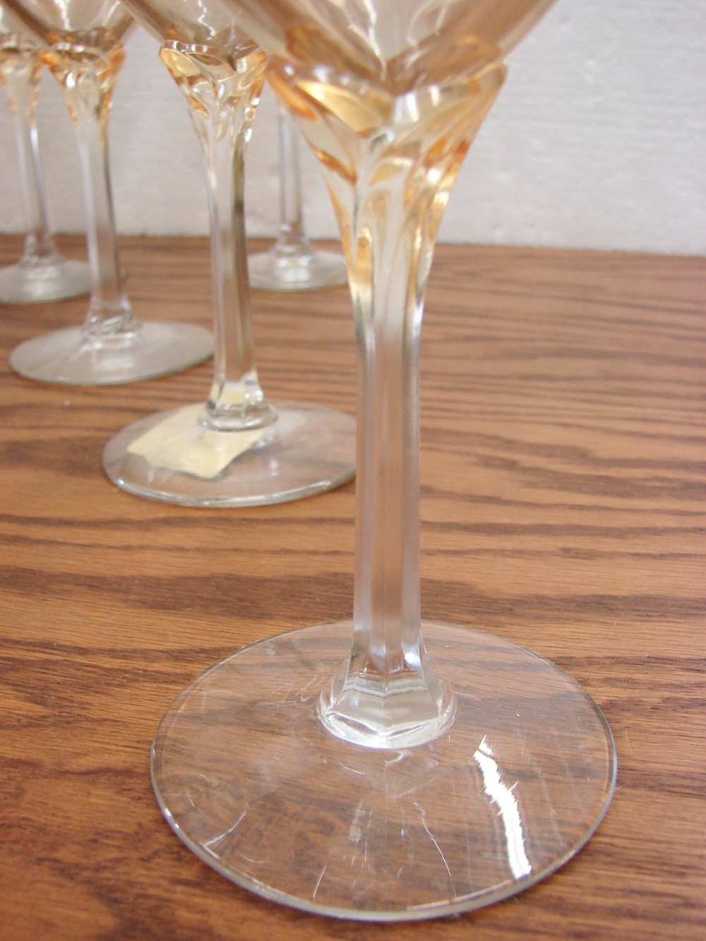 Set/6 Libbey Octagon Floral Base Amber Bowl Crystal Champagne Flute Glasses Elegant Glassware - Image 4
