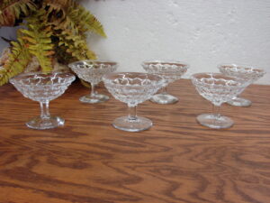 Set/6 Vintage Crystal Clear Fostoria American Cubist Sherbet 4 1/8" wide 3 1/4" tall