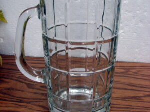 Vintage Anchor Hocking Tartan Plaid Clear Glass Pitcher w Ice Lip