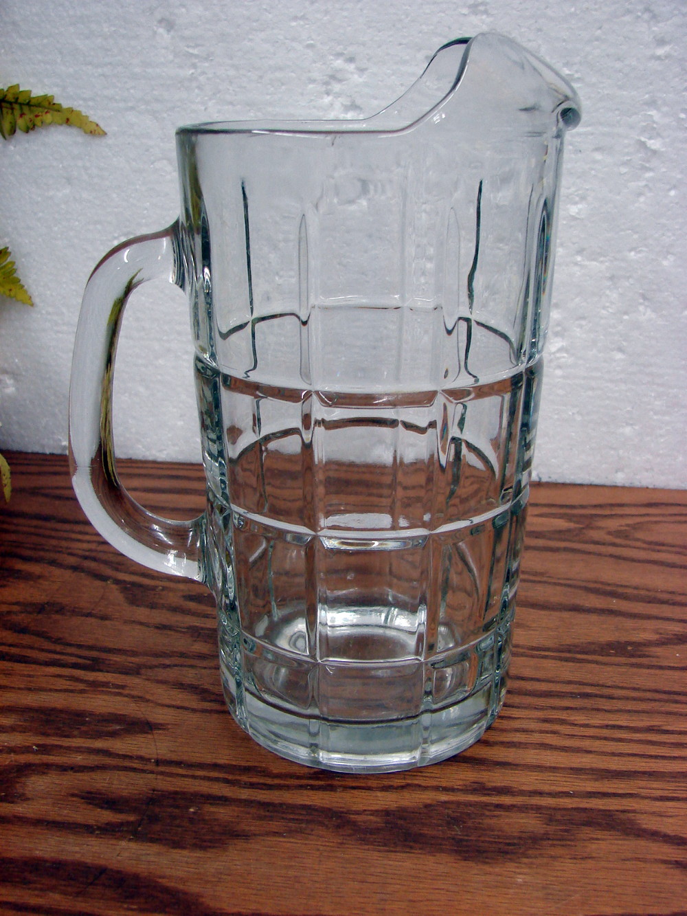 Vintage Anchor Hocking Tartan Plaid Clear Glass Pitcher w Ice Lip