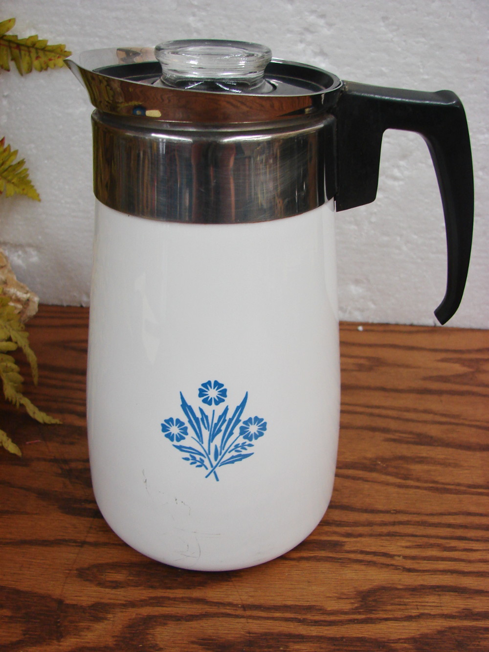 Complete 9 Cup Blue Cornflower Vintage Corning Ware Stove Top Coffee Pot Percolator