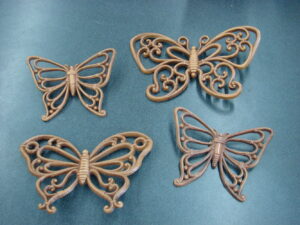 Set/4 Vintage Burwood Wall Hanging Butterflies with Open Weave