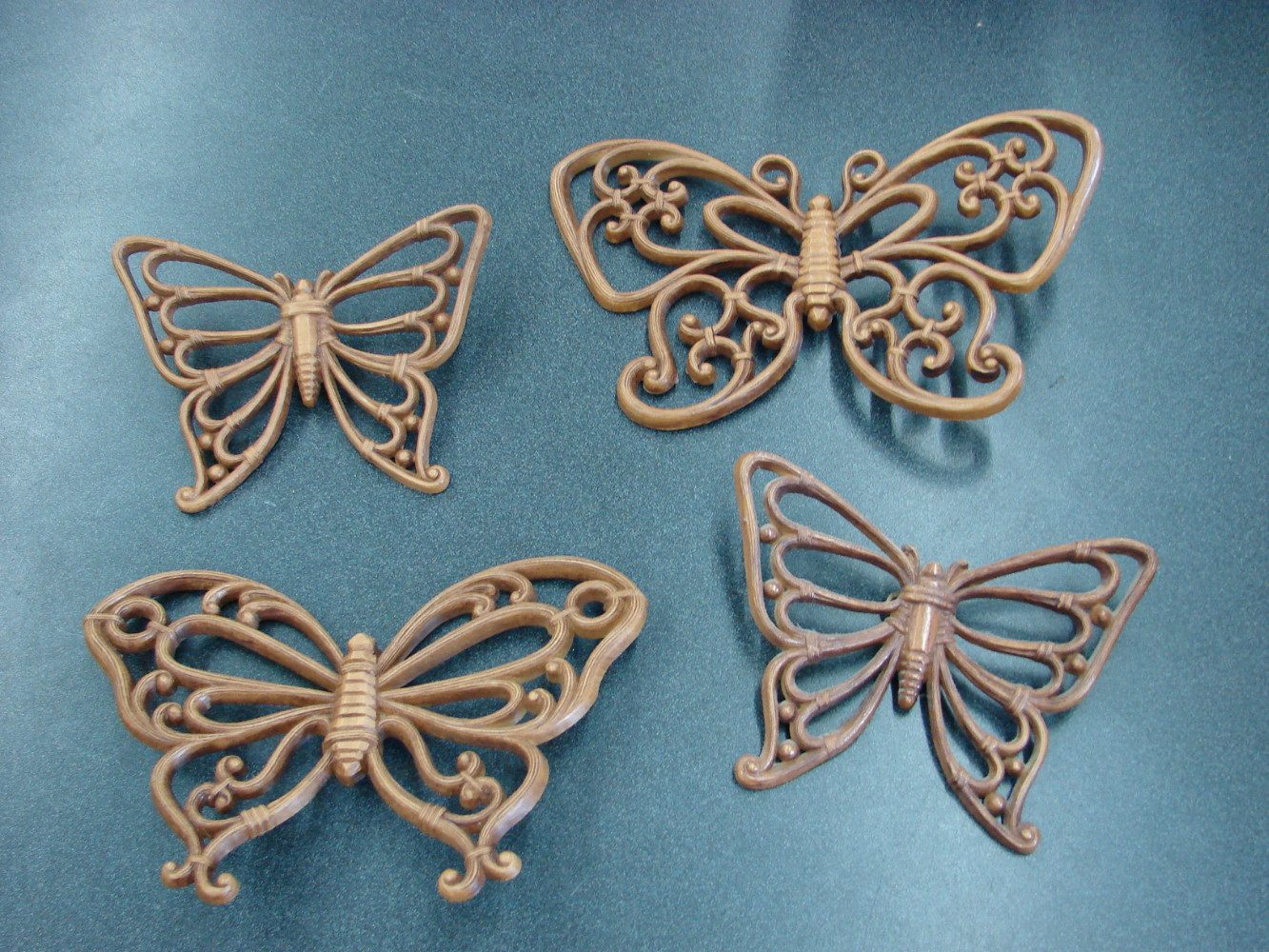 Set/4 Vintage Burwood Wall Hanging Butterflies with Open Weave