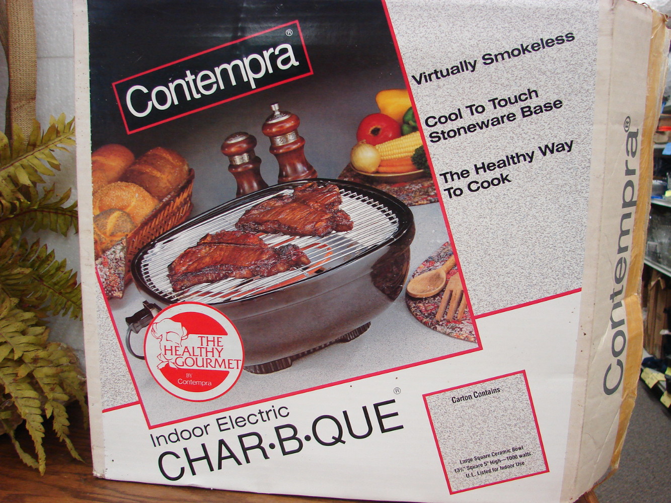 Brand New Contempra Char B Que Stoneware Smokeless Indoor Electric Grill in Original Box - Image 3