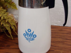 Complete 9 Cup Blue Cornflower Vintage Corning Ware Stove Top Coffee Pot Percolator as is