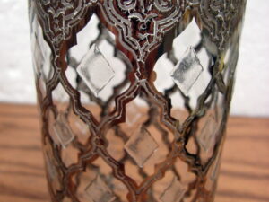 Set/7 Vintage MCM Culver Silver Valencia Highball Tumbler Glasses Diamond Pattern