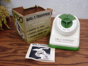 Vintage Dial-X Manual Knife Blade Scissor Tool Sharpener in Box Sharpens Everything