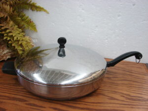 Vintage 12" Farberware Frying Pan w/ Lid Aluminum Clad Stainless Steel Cookware