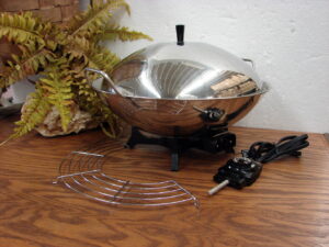 Vintage Farberware Stainless Steel 14" Electric Wok #303 w/ Rack Tested Working