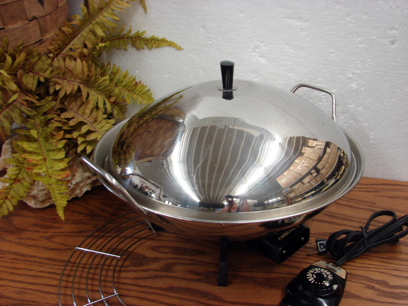 Vintage Farberware Stainless Steel 14" Electric Wok #303 w/ Rack Tested Working - Image 2