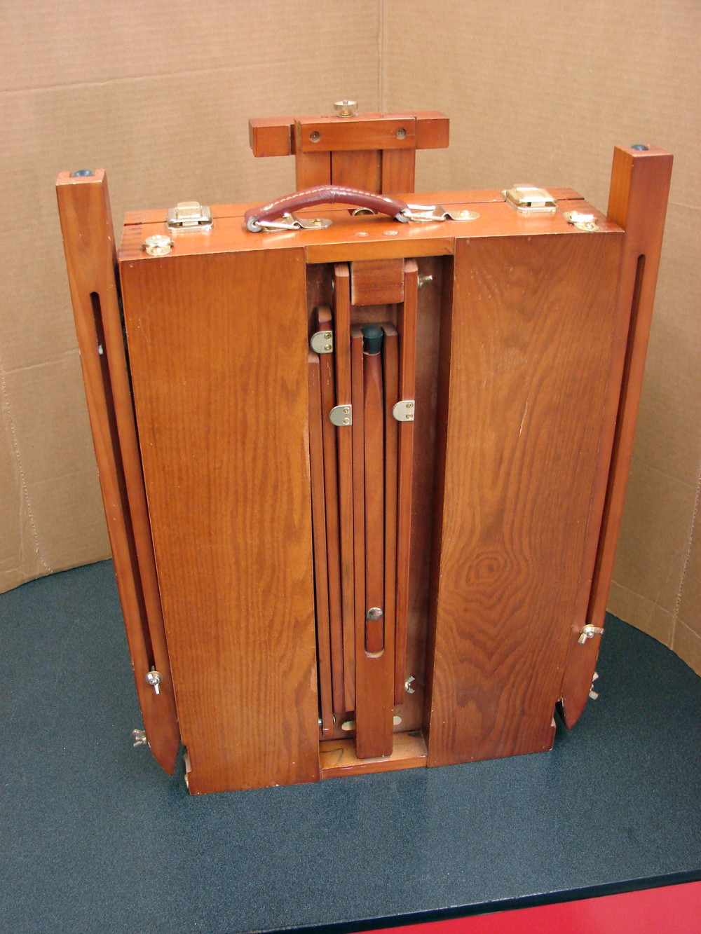 Collapsible Traveling Portable Folding Wooden Easel & Painter Box w/ Carrying Strap Handle