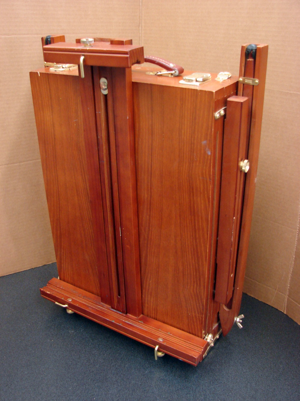 Collapsible Traveling Portable Folding Wooden Easel & Painter Box w/ Carrying Strap Handle - Image 2
