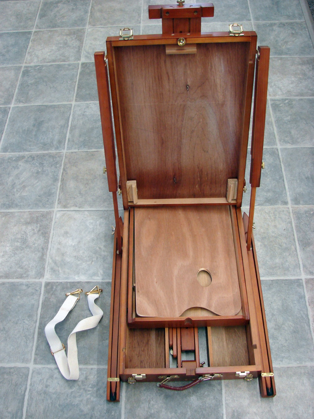 Collapsible Traveling Portable Folding Wooden Easel & Painter Box w/ Carrying Strap Handle - Image 3