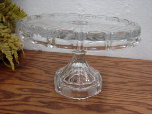 Vintage Fostoria Coin Glass Pedestal Cake Stand w/ Original Sticker