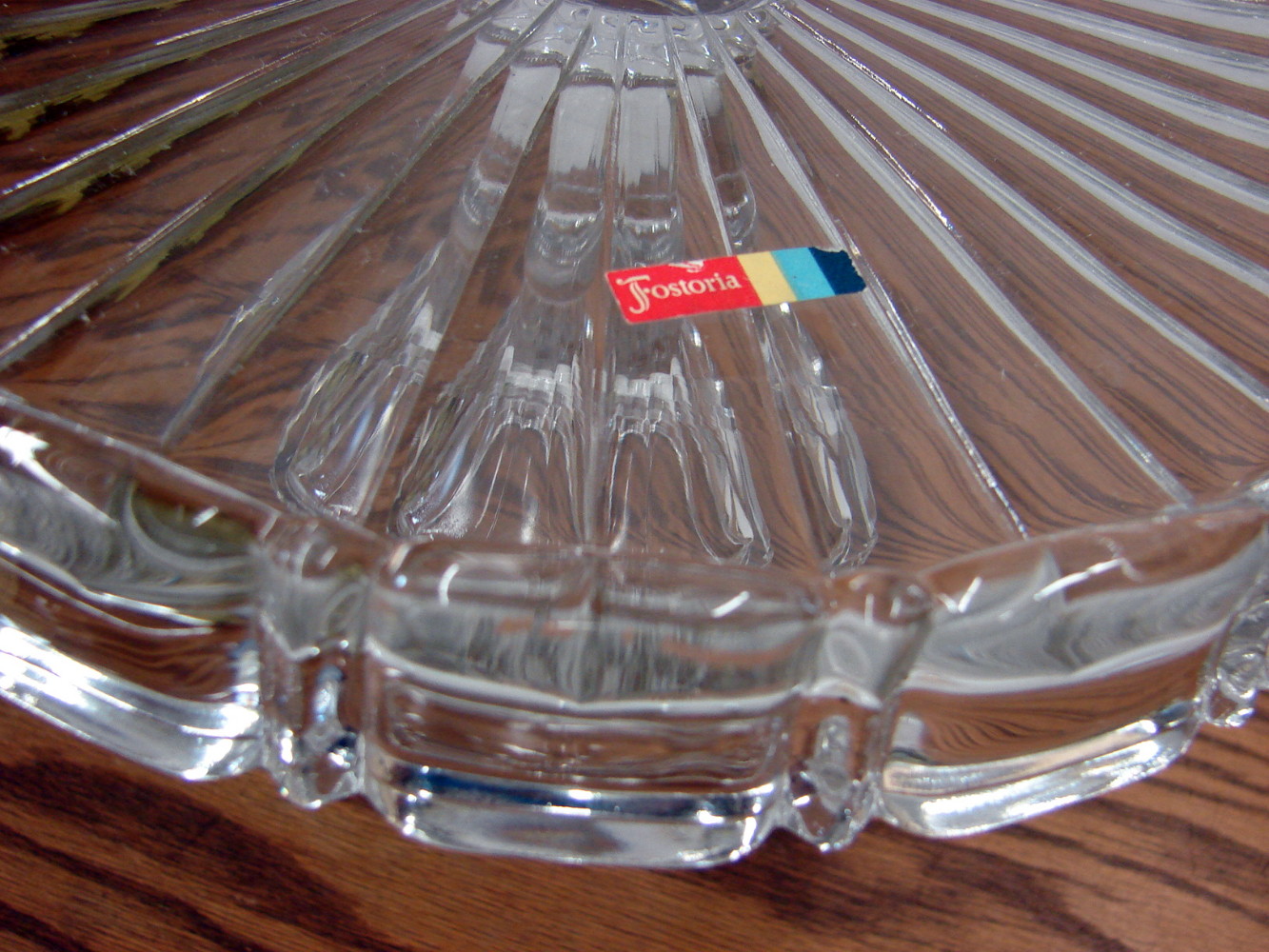 Vintage Fostoria Coin Glass Pedestal Cake Stand w/ Original Sticker - Image 2