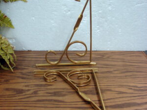 Set/2 Vintage Gold Anodized Aluminum Shelf Brackets 12 x 9