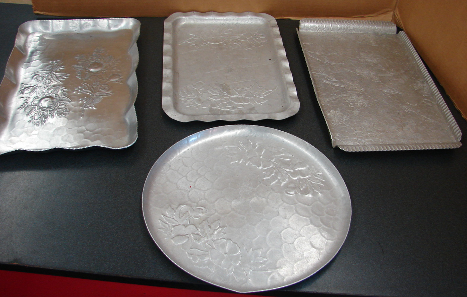 17 pc Hand Wrought Forged Hammered Aluminum Trays Covered Dishes Accessories - Image 2