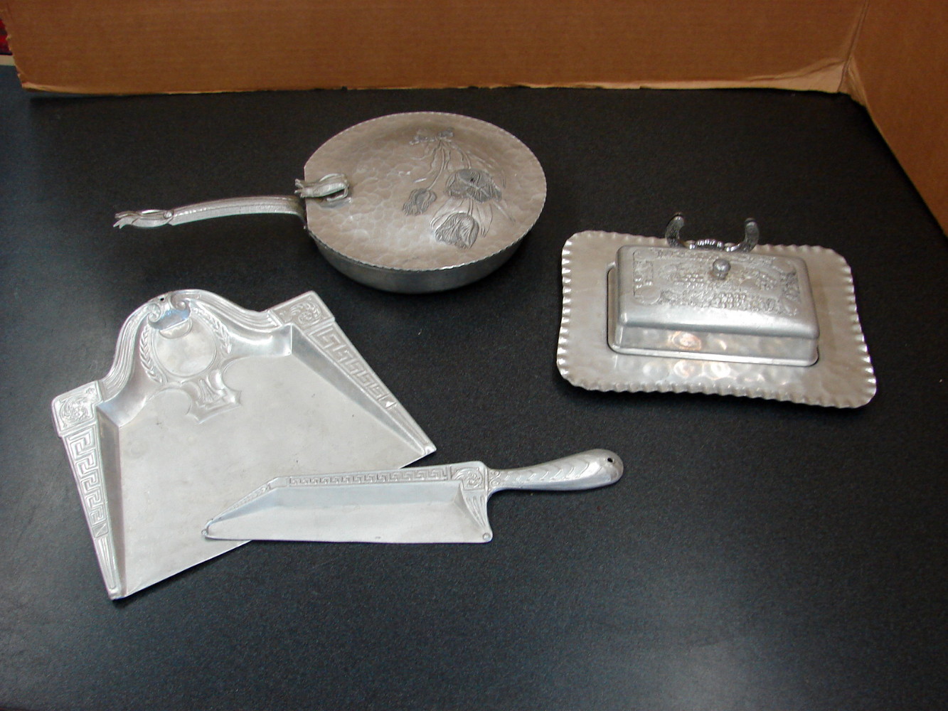 17 pc Hand Wrought Forged Hammered Aluminum Trays Covered Dishes Accessories - Image 7