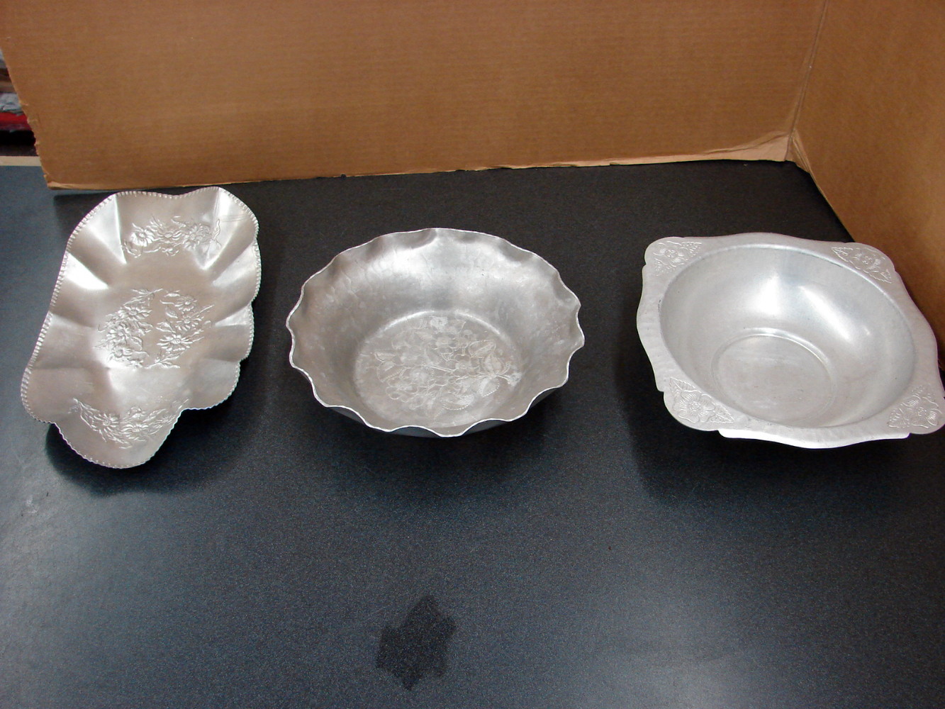 17 pc Hand Wrought Forged Hammered Aluminum Trays Covered Dishes Accessories - Image 12