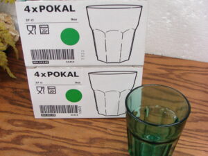 Set/8 Brand New Vintage Ikea Pokal Green 9 Oz Tumblers in Original Box Bulgaria
