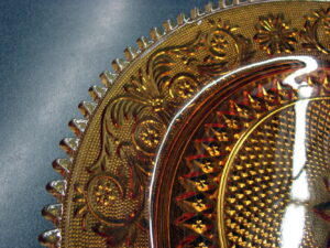 Vintage Anchor Hocking Amber Honey Gold Sandwich Tiara Sawtooth Platter 12"