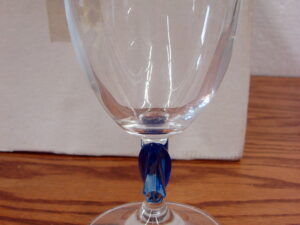 Set/6 Brand New Blown Glass Kosmo Cobalt Blue Twist Flame Wine Glasses Made in Italy Box
