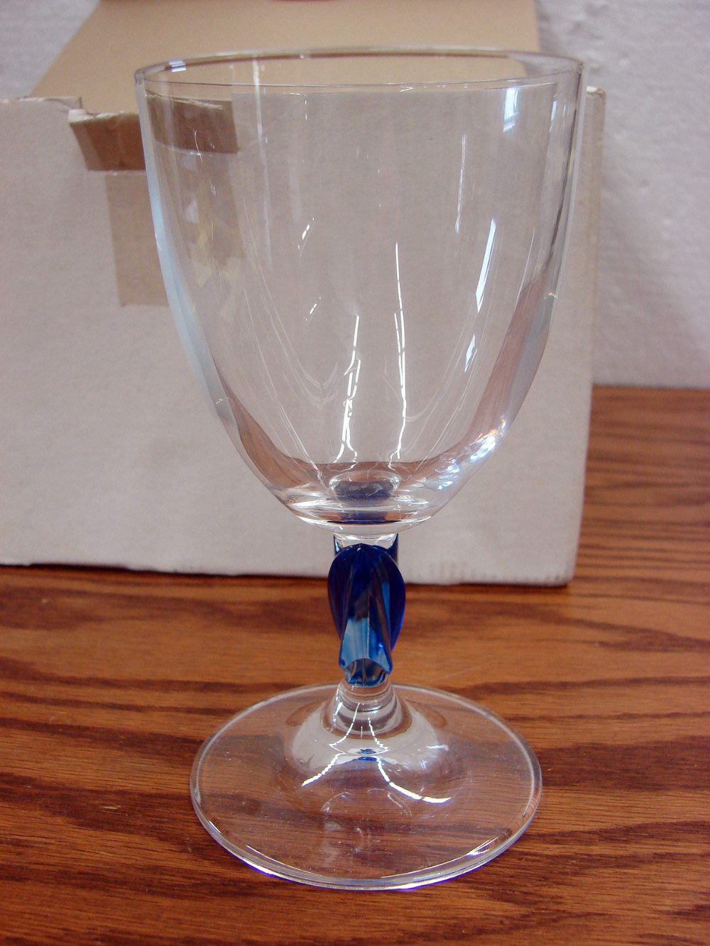 Set/6 Brand New Blown Glass Kosmo Cobalt Blue Twist Flame Wine Glasses Made in Italy Box