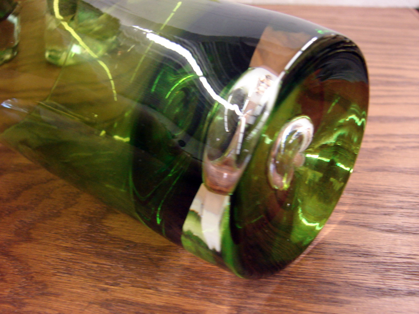 Set/8 Green Oslo Block Stockholm Krosno Controlled Bubble Highball Glasses Hand Blown - Image 4