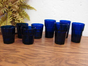 Set/4 Vintage Libbey Cobalt Blue 8 Panel Gibralter Crisa On The Rocks Glasses