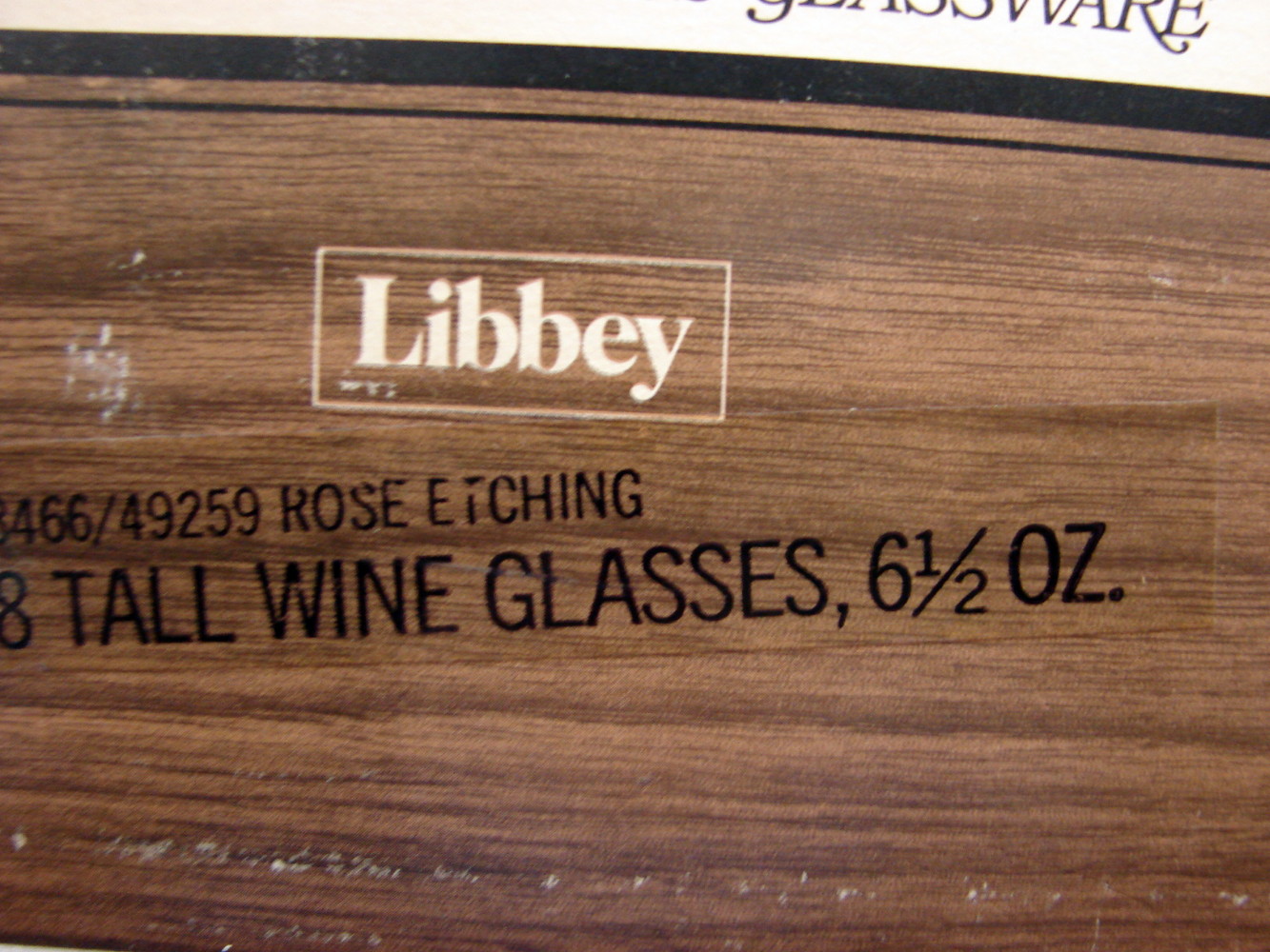 Set/8 Boxed Set Libbey Rose Etching Gold Rim Wine Glasses 6 1/2 oz - Image 3