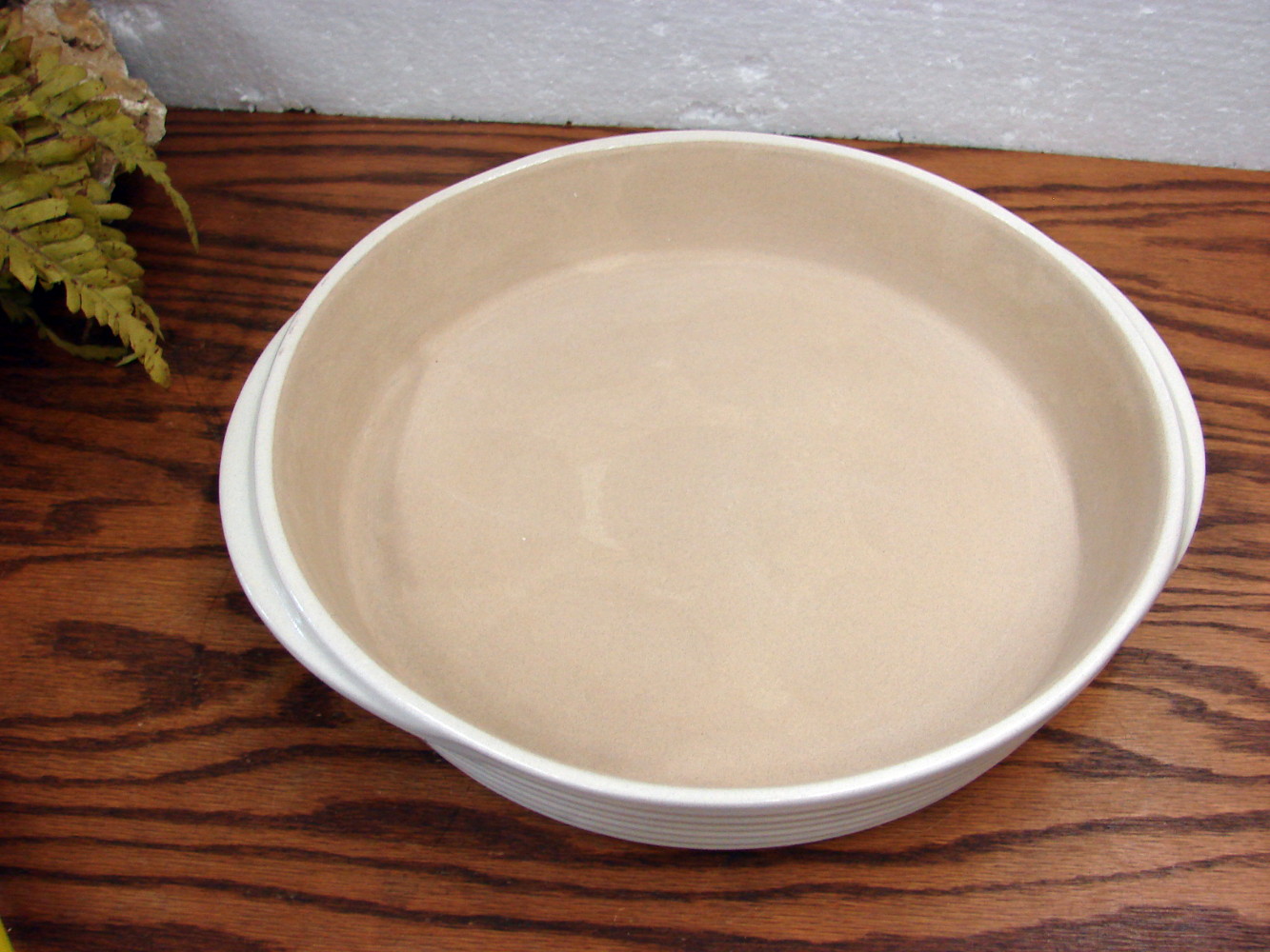 Pampered Chef Stoneware Vanilla Deep Dish Baker Pie Pan Plate #1317 Ribbed - Image 2