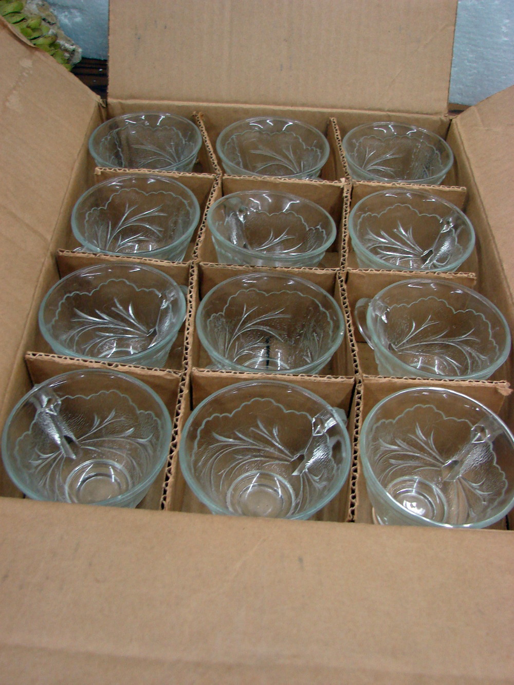 Set/12 Vintage Indiana Glass Clear Pebble Leaf Punch Snack Set Cups Only - Image 2