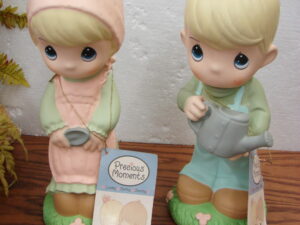 Set/2 Vintage Precious Moments CobraCo Garden Figurines Girl and Boy w/ Hang Tags