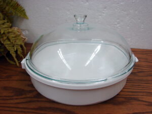 Princess House Nouveau White Ceramic Cookware 10 1/2" Skillet w/ Dome Glass Lid
