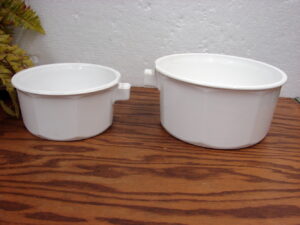 Princess House Nouveau White Ceramic Cookware 1 and 2 Qt Sauce Pan