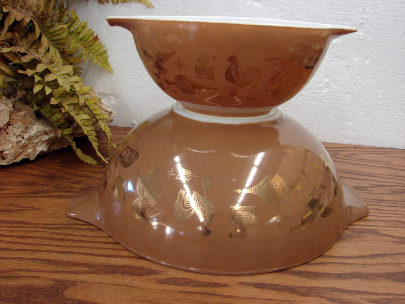 Vintage PYREX Early American Patterned #442 & 444 Cinderella Nesting Mixing Bowls